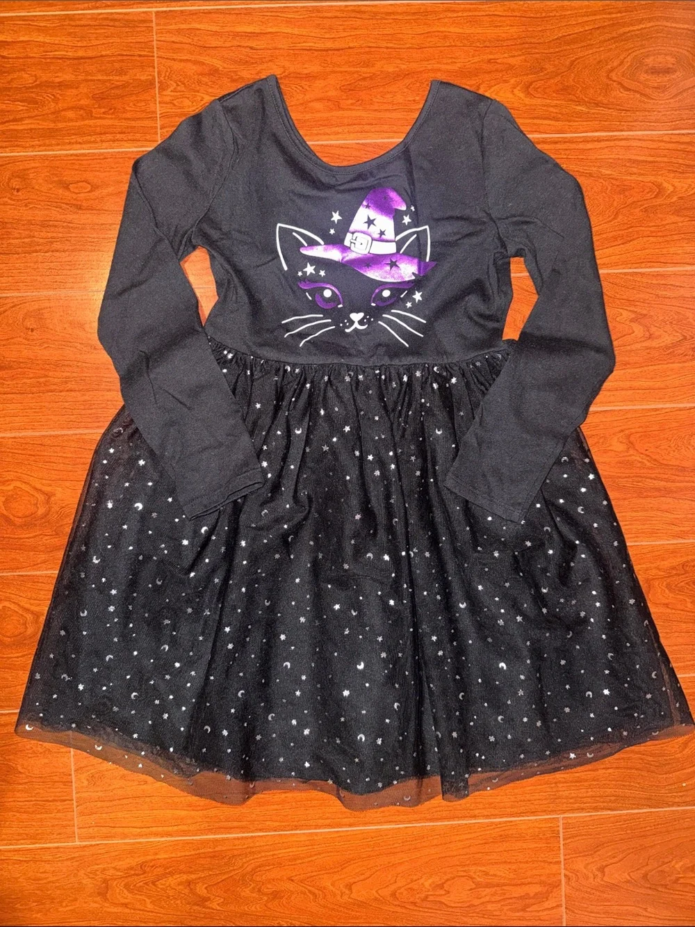 jumping beans Black Halloween Cat Witch Dress with Purple Hat
